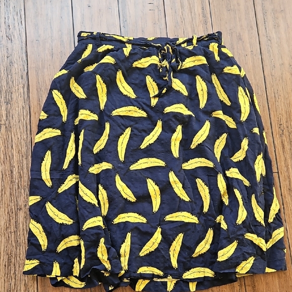 Louche Navy and Yellow Banana Print Skirt Size 12 - Picture 2 of 7